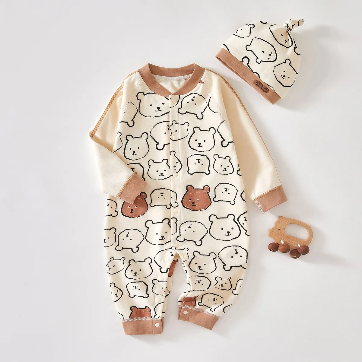 

Newborn Baby Girl Clothes Cartoon Bear Printing Bodysuits with Hat Cotton Soft Baby Boy Clothes 3 To 24 Months Bebes Jumpsuits