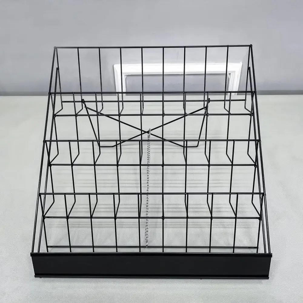 4-Tiered Wire Display Rack Books Magazines Cards Candies 18" Literature Brochure Stand Retail Store Countertop Organizer Black 5