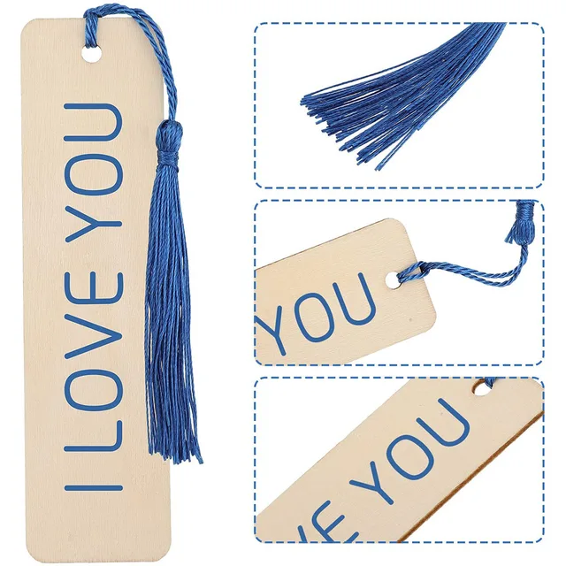 10/20/60pcs Blank Wood Bookmarks with Tassels 3