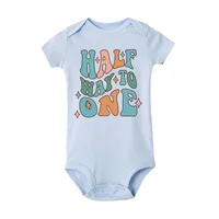 1/2 Birthday Cake Printing Baby Romper Newborn Birthday Party Clothes Toddler Jumpsuits Boys Girls Short Sleeve Romper Outfits 5