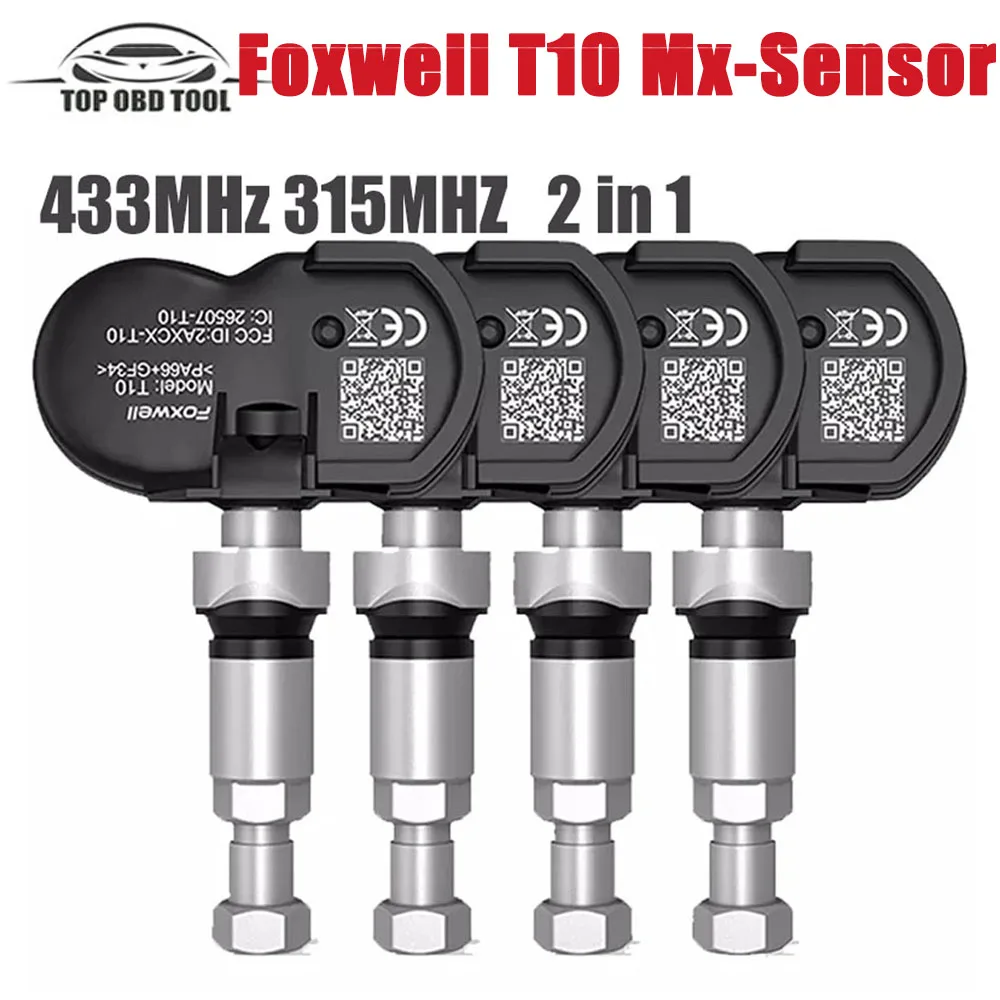 T10 MX 센서 TPMS, 타이어 압력 모니터, 테스트 수리 도구, 복제 가능, 프로그래밍 가능 활성화 범용 센서, 2in 1, 433MHz, 315MHZ