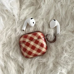 Retro Red Argyle Diamond - Pattern Transparent Protective Earphone Case - AirPods 4 (Red)