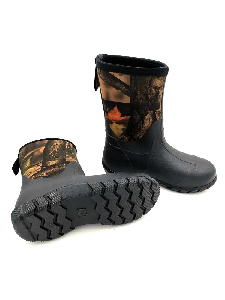 Waterproof Neoprene Mid Rain Boots Wear Resistant Anti-Slip Fishing Shoes High Quality Tree Bionic Camouflage Hunting Boots