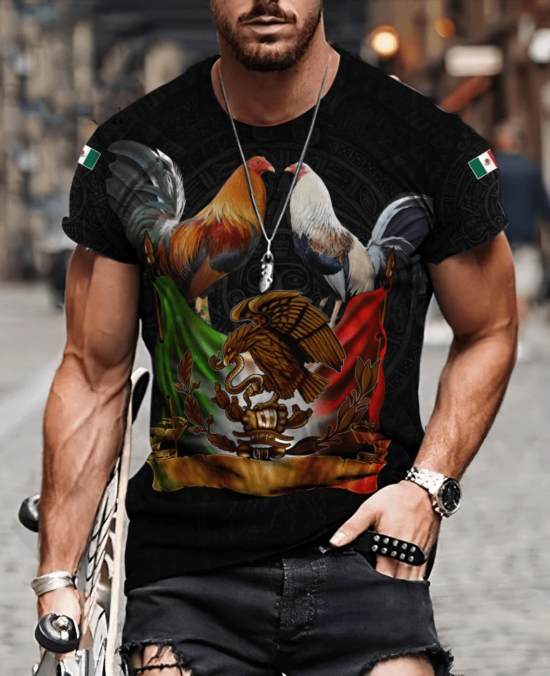 

Новинка 2023, уникальная Повседневная забавная футболка в стиле Харадзюку С 3D-принтом флага орла/петуха и животных, футболка с коротким рукавом для мужчин и женщин