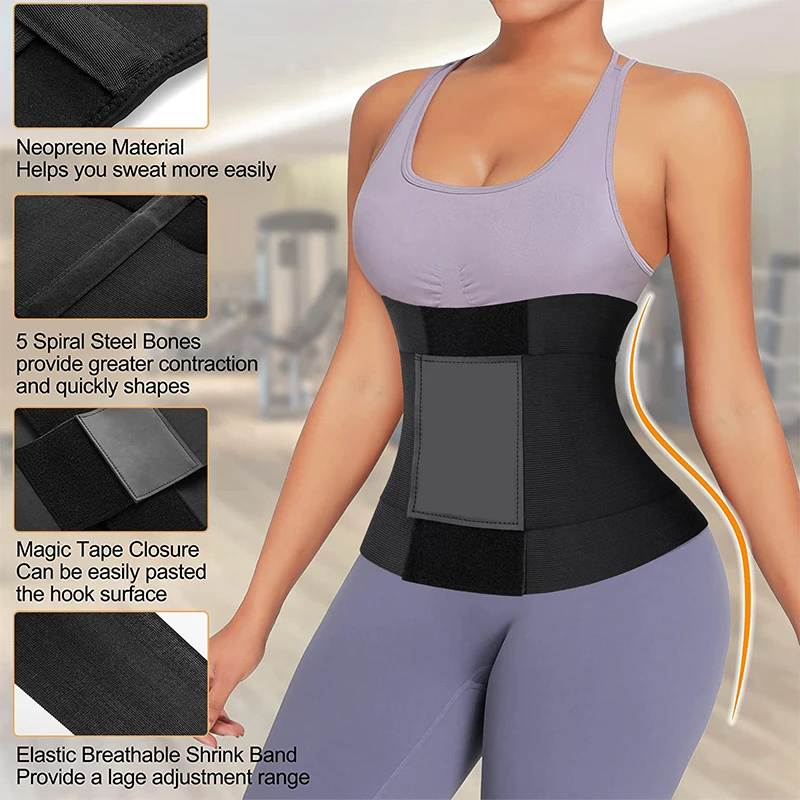 Body Shapewear Women Slimming Sheath Waist Trainer Body Shaper Flat Belly Cincher Sweat Workout Girdle Hot Modeling Belt Corset 2