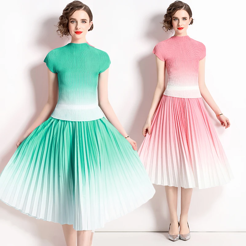 

Новинка лета 2023, плиссированная юбка, темпераментное женское стройнящее платье для отдыха, яркое платье