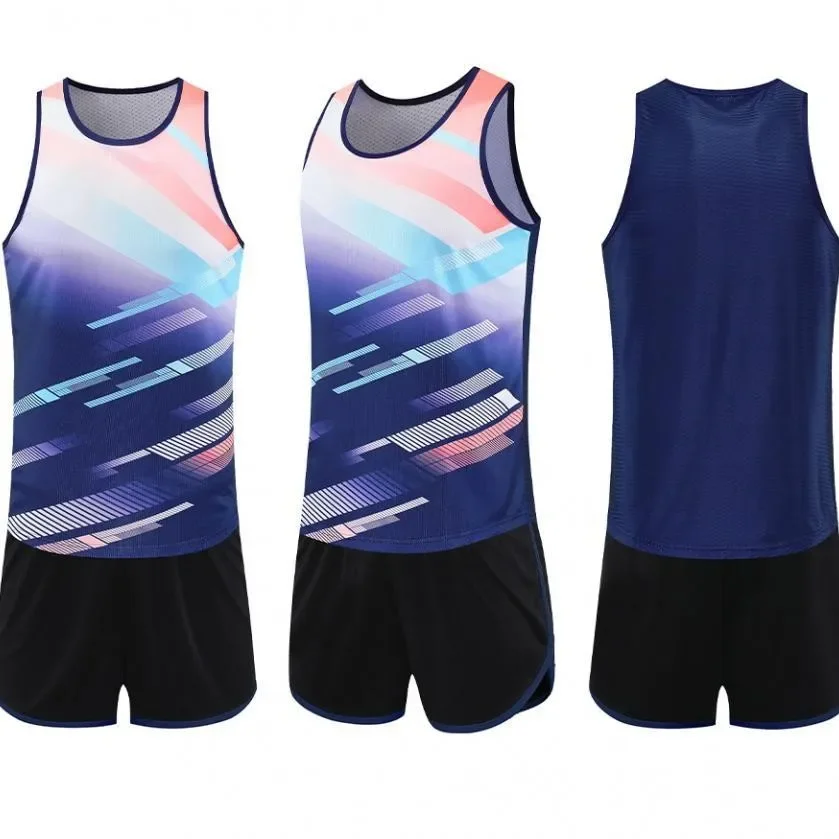 New Athletic Wear Set Men Women Training Vest Shorts Marathon Running Quick Dry Sports Competition Team Uniform Baseball Shirt