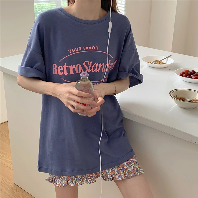 

Футболка y2k женская с графическим принтом, Повседневная Свободная рубашка с коротким рукавом, в Корейском стиле, уличная одежда в стиле Харадзюку, на лето