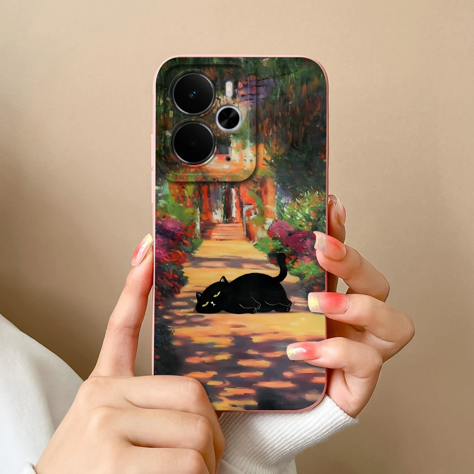 Elegant Rose Silicone Protective Phone Case - Soft Liquid Silicone Cover with Full Camera Protection, Realme 14T