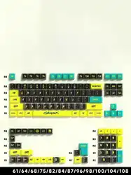 Cyberpunk Cherry Profile Side Engraved Translucent PBT Keycap Set - 129 Keys (YELLOW)