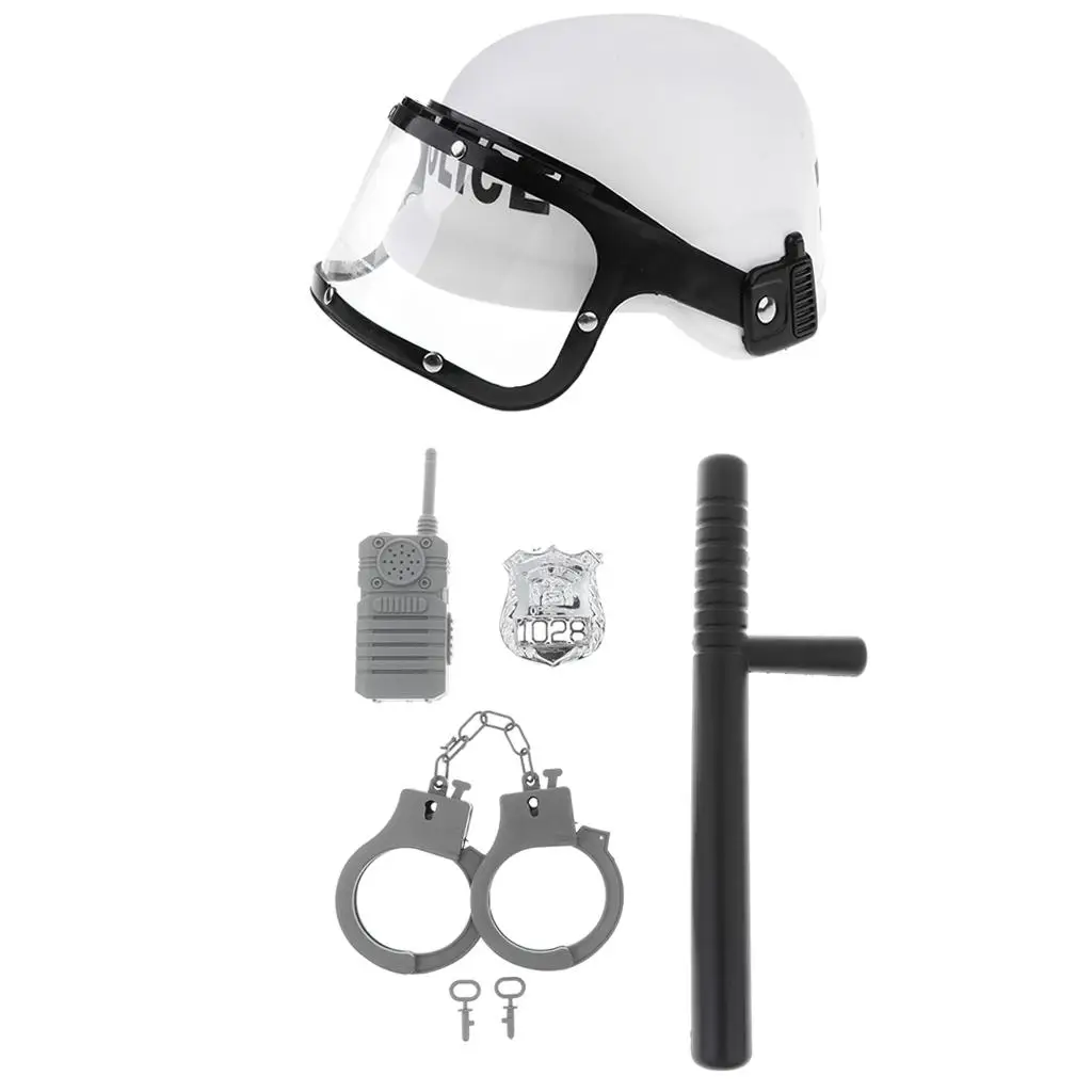 Toys-Kids Dress Up Role play set Riot Cop Helmet Badge spontoon Cuffs and Costume Set 5Pcs/set princess pretend toys