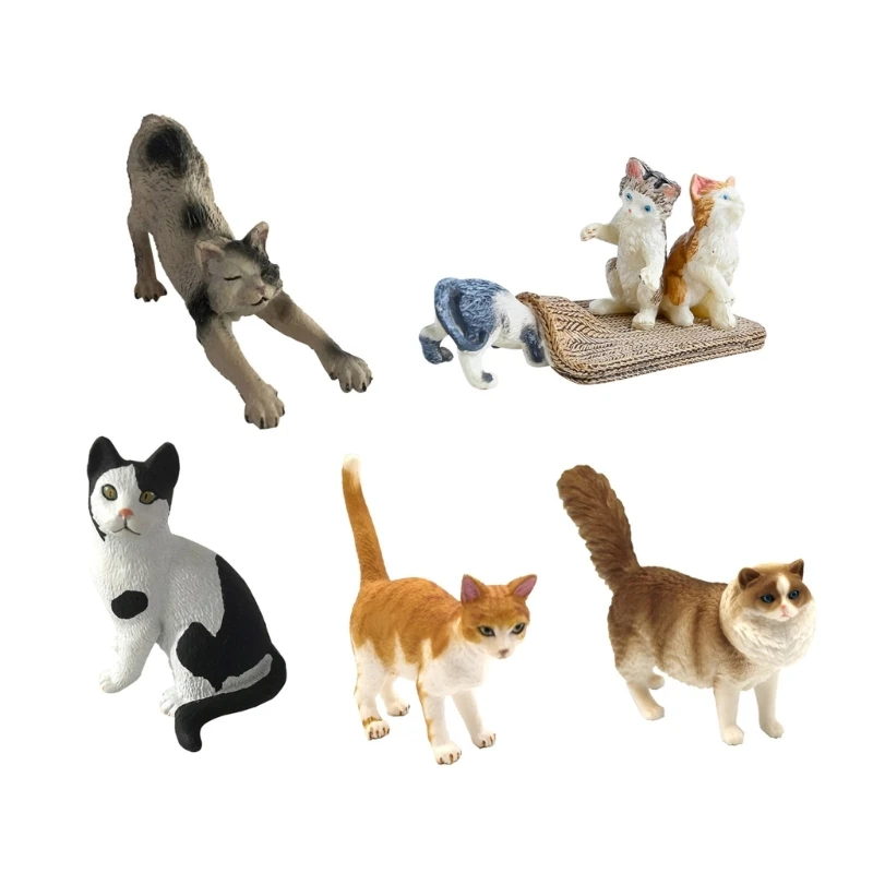 

Dog Kitten Statue Desk Ornaments Display Widgets Siamese Figurine for Home
