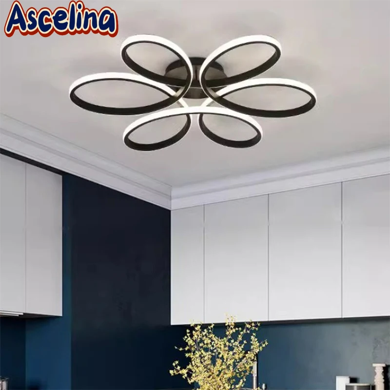 Modern LED Ceiling Light Minimalist Black White Line Light For Bedroom Living Room Restaurant Hotel Indoor Illumination Fixtures