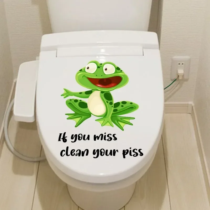 Cute Frog Toilet Sticker Cartoon Animal Wall Sticker Toilet Decorative Living Room Bedroom Restaurant Wall