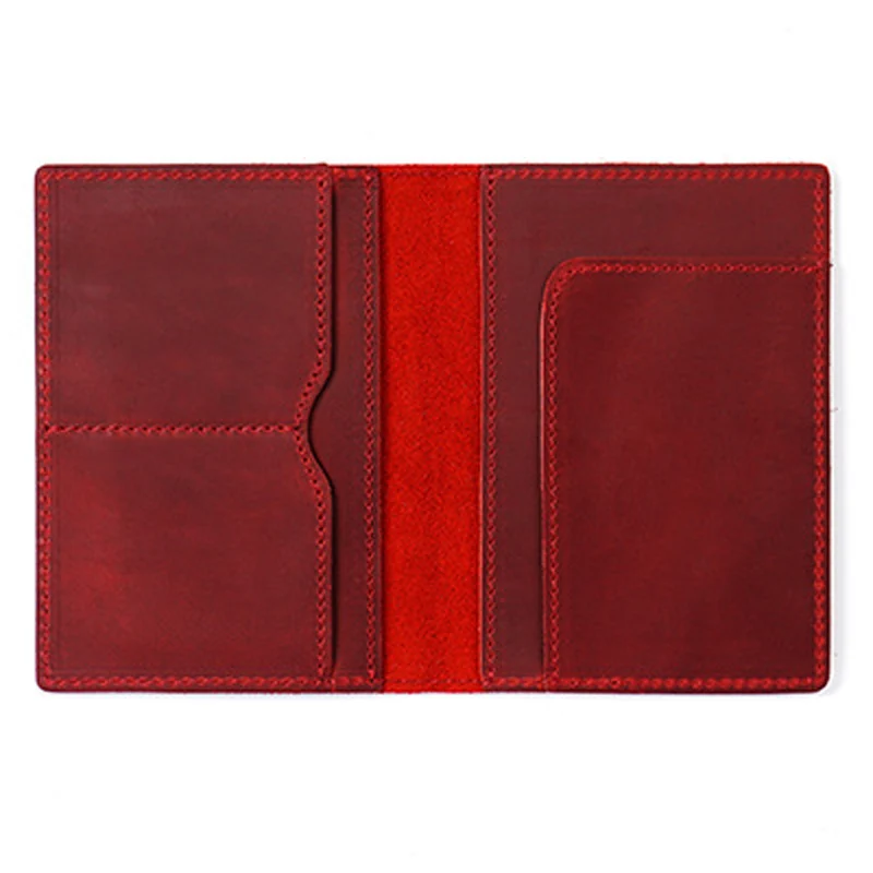 Vintage Genuine Leather Passport Holder for Men - Handmade Cowhide Travel Wallet with RFID Protection