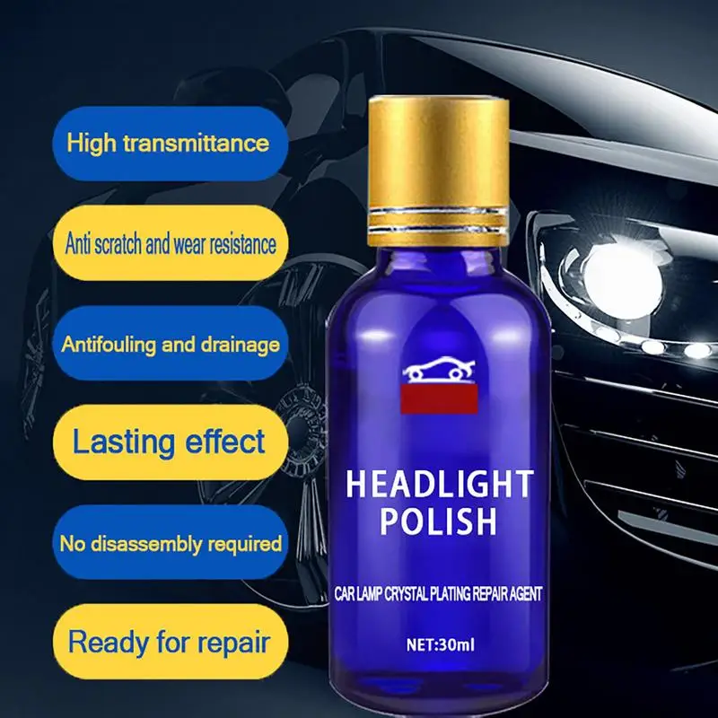 

Car Head Light Polishing 30ml Car Headlamp Repair Agent Anti Scratch Liquid Car Lens Cleaner With Wipe Sponge For Car Maintances