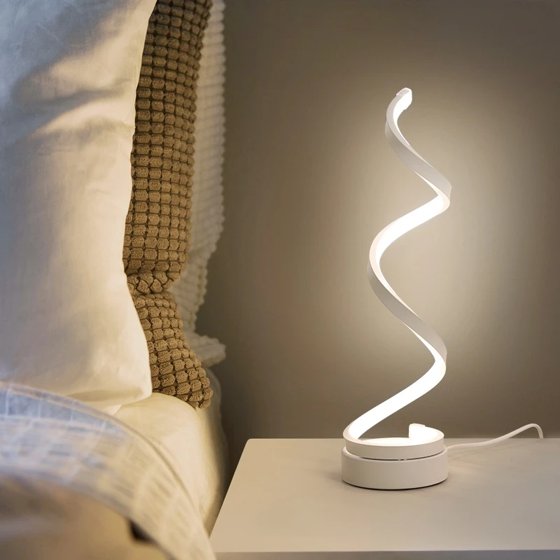 

Spiral LED Table Lamp Bedroom Bedside Lamp Small Night Light for Home Study Decor Desk lamp EU/US/AU/UK plug