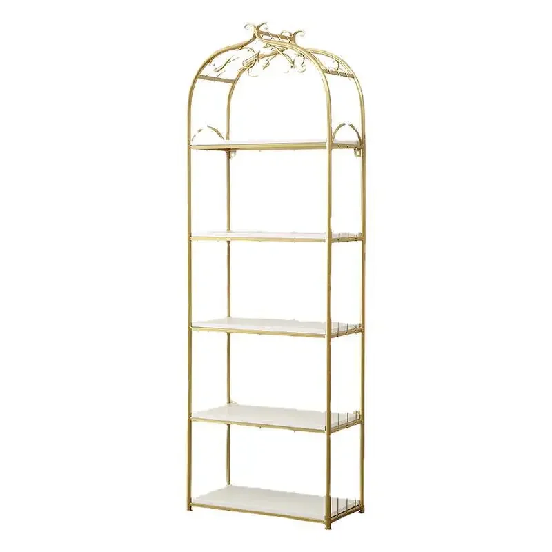 

Nordic shelf gold wrought iron living room storage rack multi-layer floor partition shelf light manicure display rack