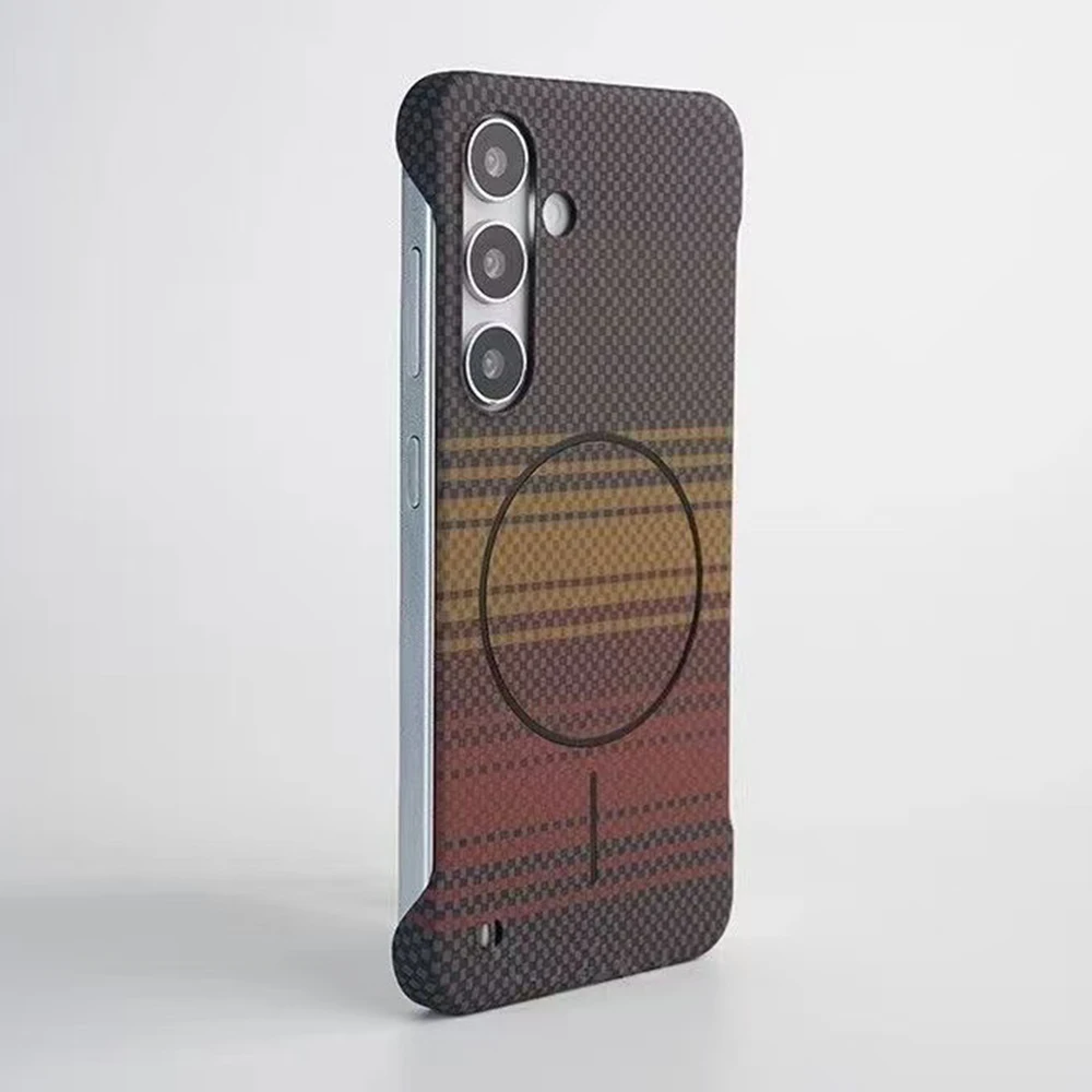 Ultra Thin Carbon Fiber Magnetic Phone Case with Frameless Kevlar Texture