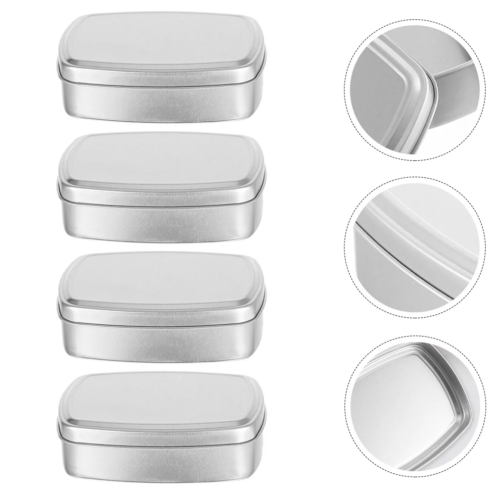 

4 Pcs Square Soap Dish Buttercream Aluminum Metal Tin DIY Container Jar Tea Tins Travel Jewelry Organizer Boxs