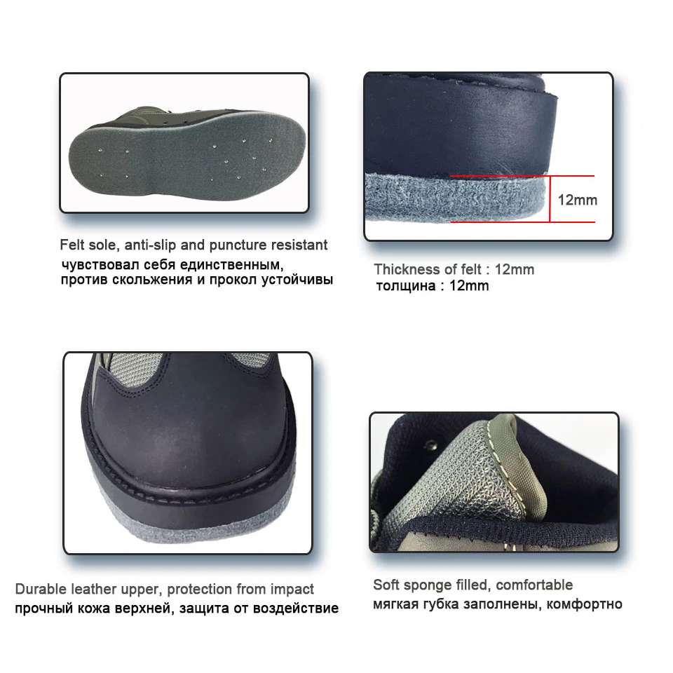 Fly Fishing Wading Upstream Hunting Shoes, Felt Sole Fishing Boots, Professional Reef Rock Shoes for Waders