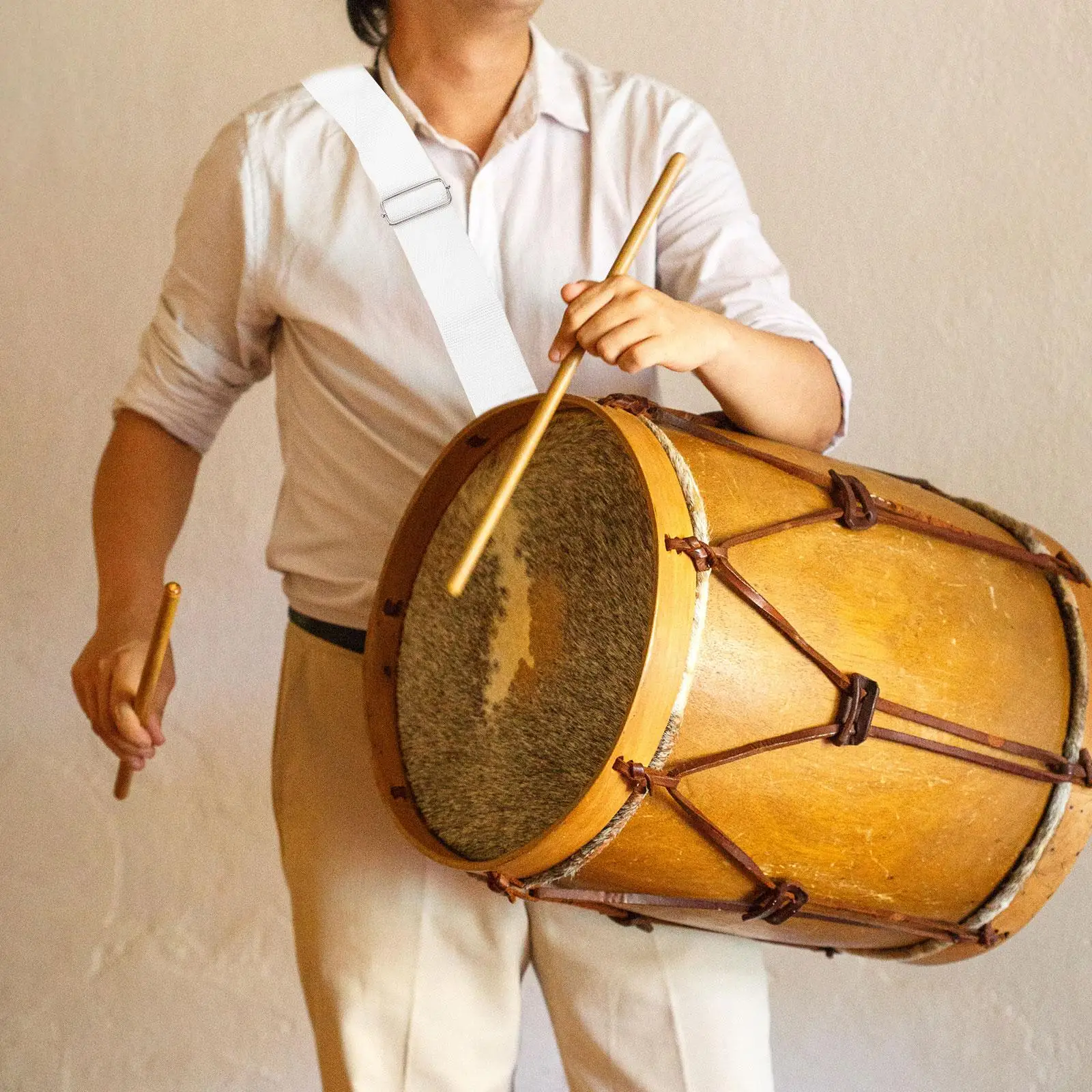 Snare Drum Suspender Strap Snare Drum Suspender Strap Oxford Cloth White Adjustable Sling Percussion Accessories