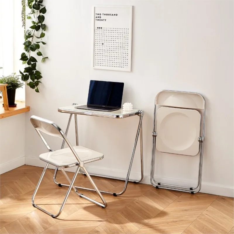 Realife Transparent Folding Acrylic Chair With Electroplating Frame for Household Dining Chairs Light Luxury And Customizable