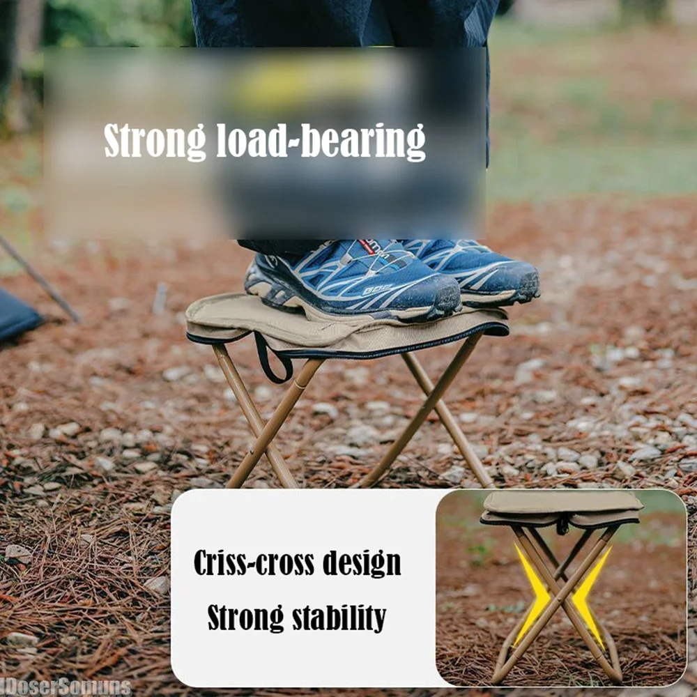 Outdoor Portable Folding Stool Strong Load-bearing Ultralight Fishing Chair Mazaar Queuing Artifact Accessories for Camping