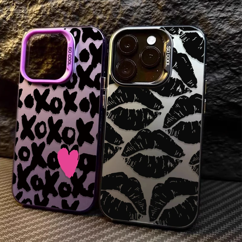 Black Sexy Lip Print Love Plating Phone Case