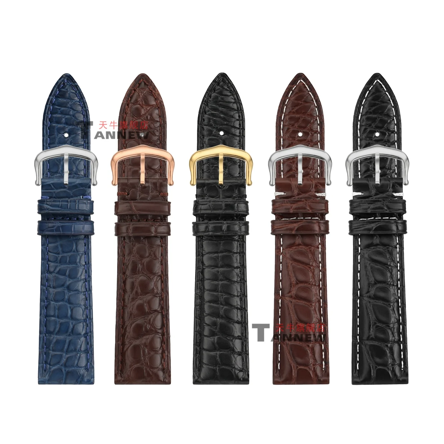 Premium Black Genuine Alligator Leather Watch Strap, 18mm 20mm Luxury Replacement Band