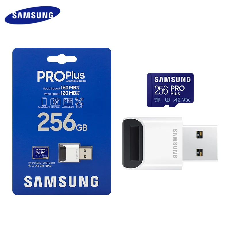 

SAMSUNG PRO Plus With USB 3.0 Card Reader 128GB 256GB 512GB PRO Plus Micro SD Memory Card U3 V30 C10 microsd 100% Original