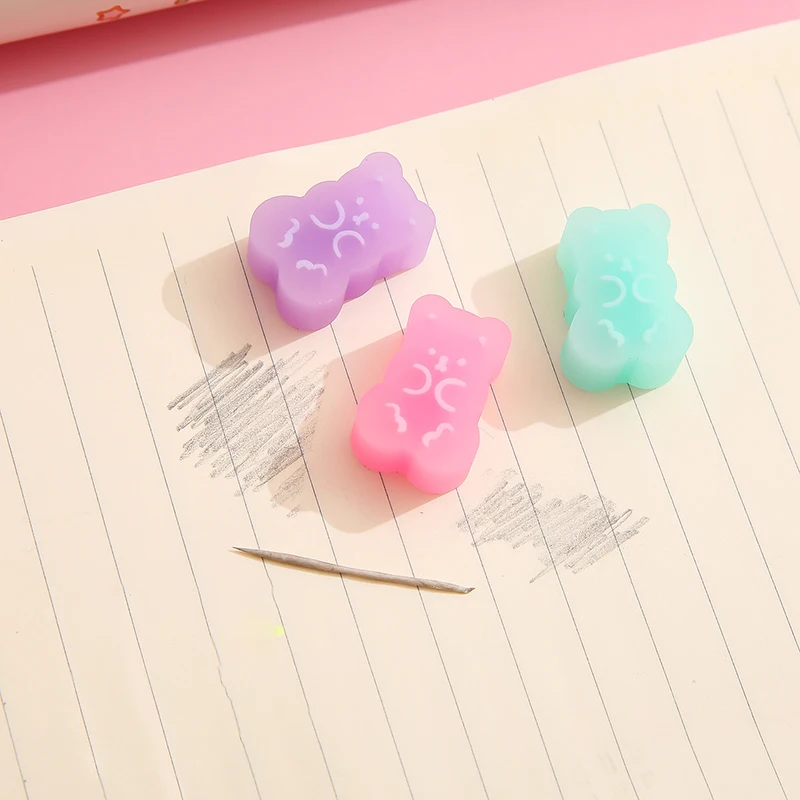 5pcs/bag Kawaii Bear Erasers Cute Pencil Erasers DIY Writing Drawing Tool Kids Gift Korean Stationery School Office Supplies pencil eraser