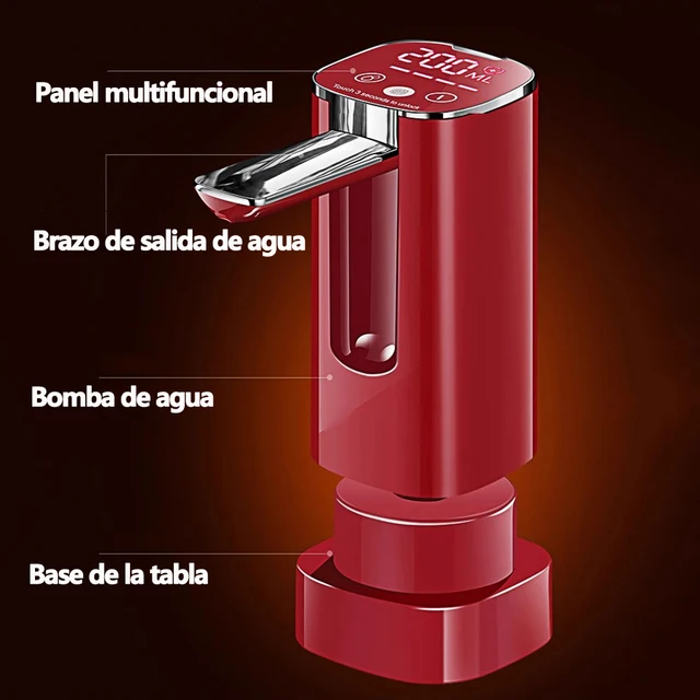 Foldable Electric Carafe Water Dispenser with Smart Led and 3 Modes, Portable USB Rechargeable, Compatible with Bottles from 4.5L to 18.9L 2