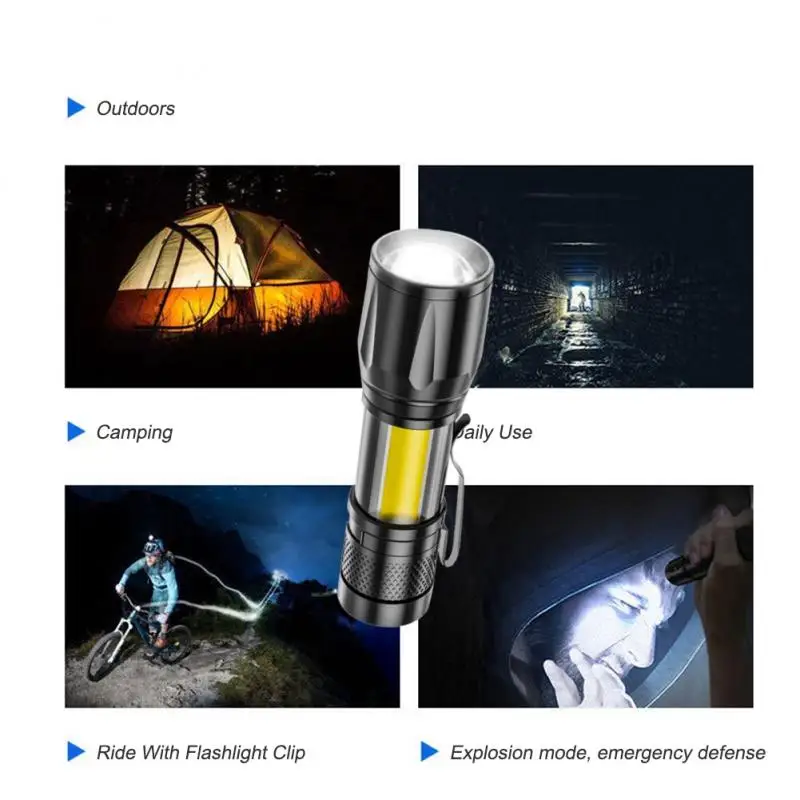 1PCS Mini USB Charging LED Flashlight Portable Strong Lights Zoom Torch Outdoor Camping Lamps Lantern Waterproof Flashlights