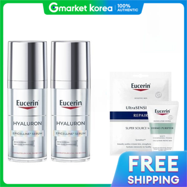 Eucerin | Tinh Chất Hyaluron Epicelline 30ml x2 + Sữa Rửa Mặt Tạo Bọt 50g + Mặt Nạ