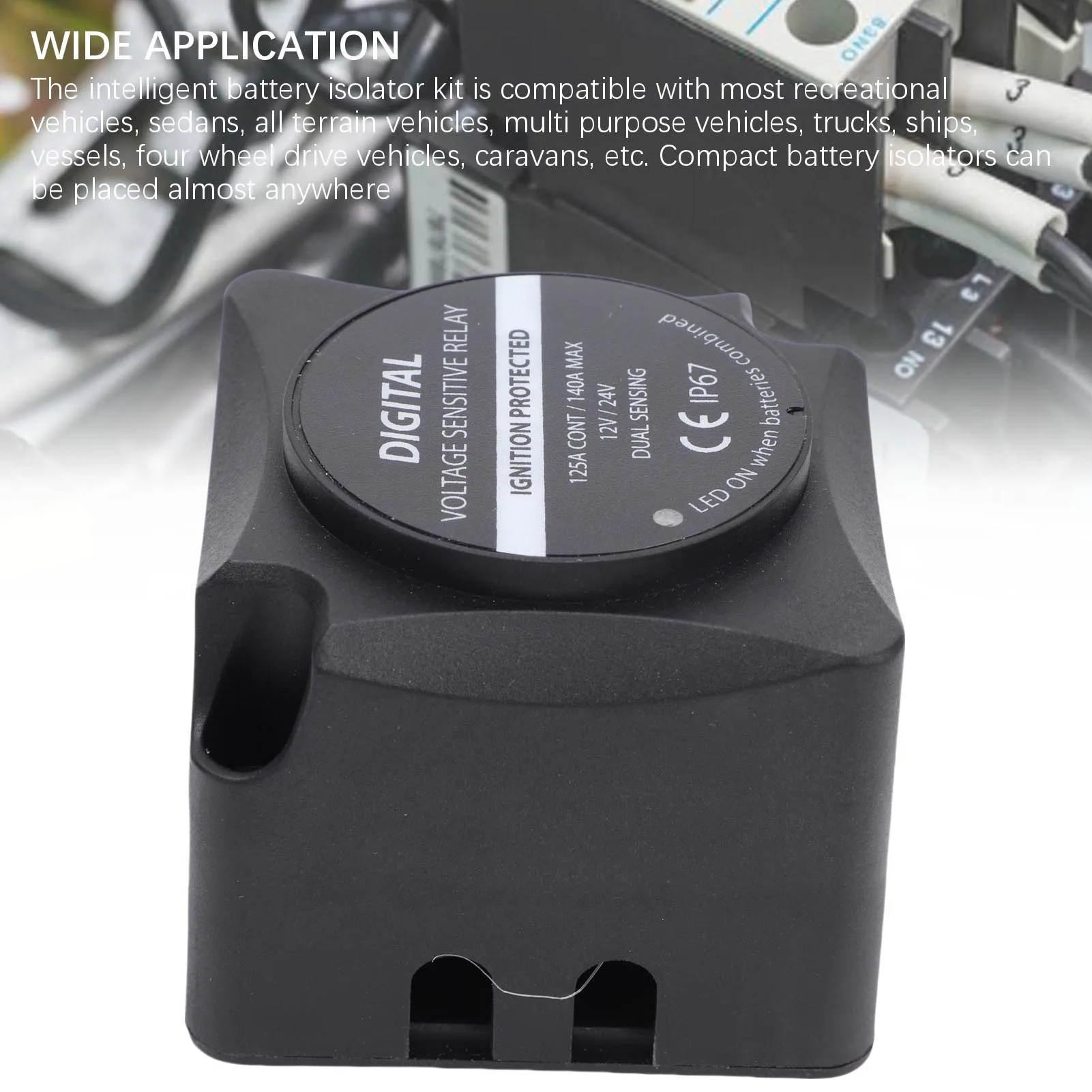Voltage Sensitive Relay Digital VSR Smart Dual Battery Isolator 140A Water Proof Automatic Charging for Car RV ATV UTV Boat Mari