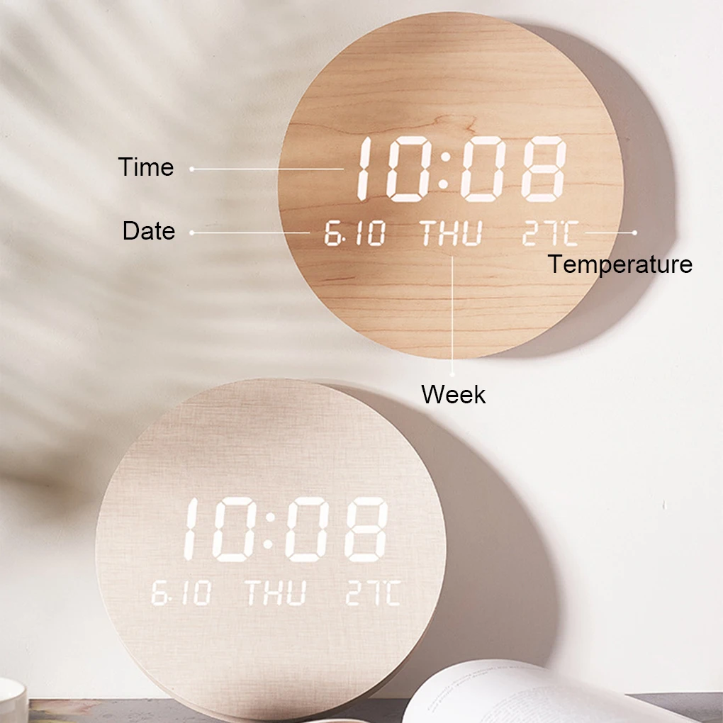 Unique Style Wall Clock For Durable And Stylish Wall Decor Lightweight Easy To Read Digital Clock Alarm beige wall clock digital wall clock digital display clock