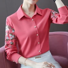 

Silk shirt women's design polo collar new style 2021 new fashion silk shirt feminine vintage top womans tops Casual