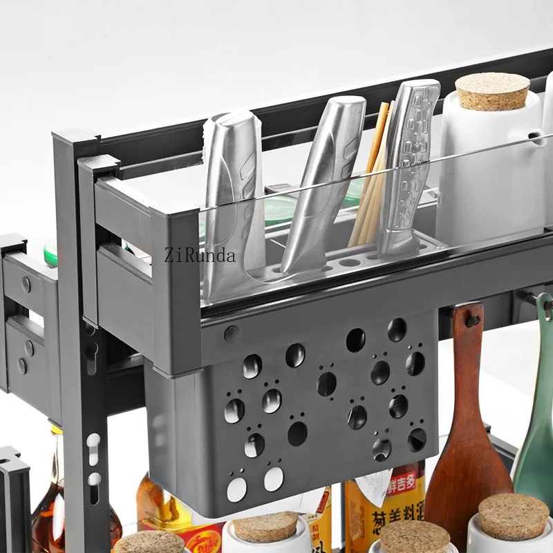 Kitchen cabinet drawer seasoning basket rack aluminum alloy narrow cabinet seasoning storage