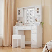 KOMHTOM Large dressing table with adjustable LED lighting and sockets