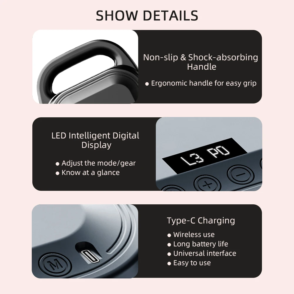 Fascia Gun 8 Heads Massage High-frequency Vibration Massager  Deep Tissue Body Massage Shoulder Neck Back Leg Neck Massager