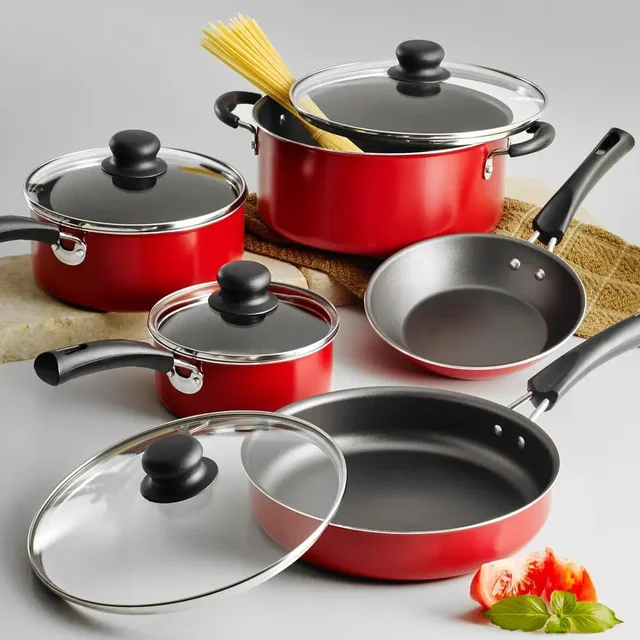 Red Aluminum Nonstick Cookware Set – 9 Pieces 3