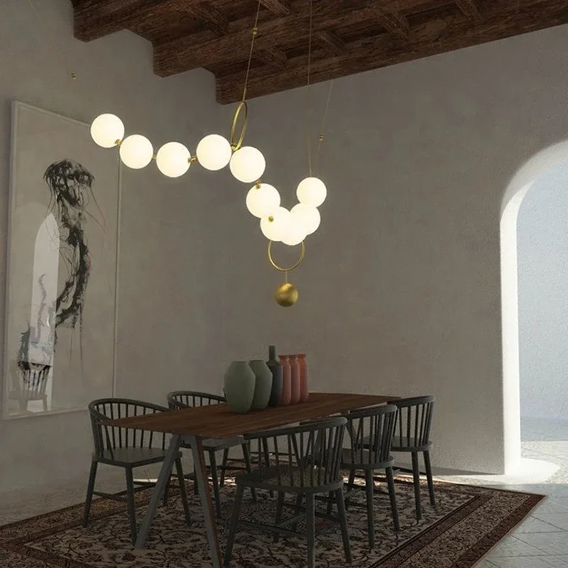 Necklace Pendant Light Nordic Luxury Suspension Ceiling Chandelier Glass Ball Hanging Lamp 4