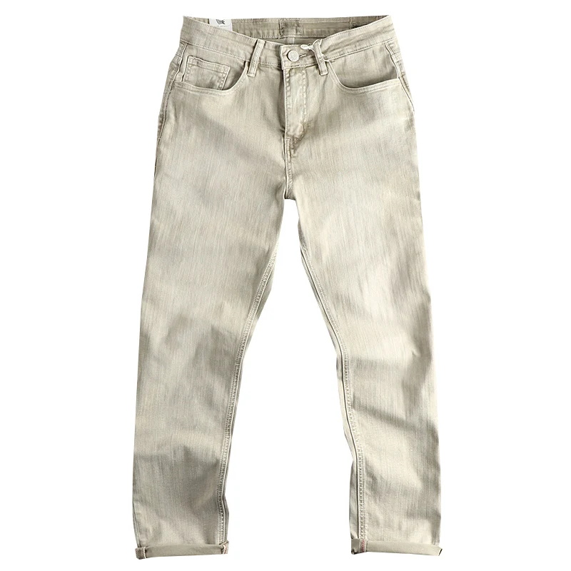 2025 Spring And Summer New American Retro High-elasticity Slub Cotton Men's Washed Straight Jeans Loose Fashion Casual Pants 5