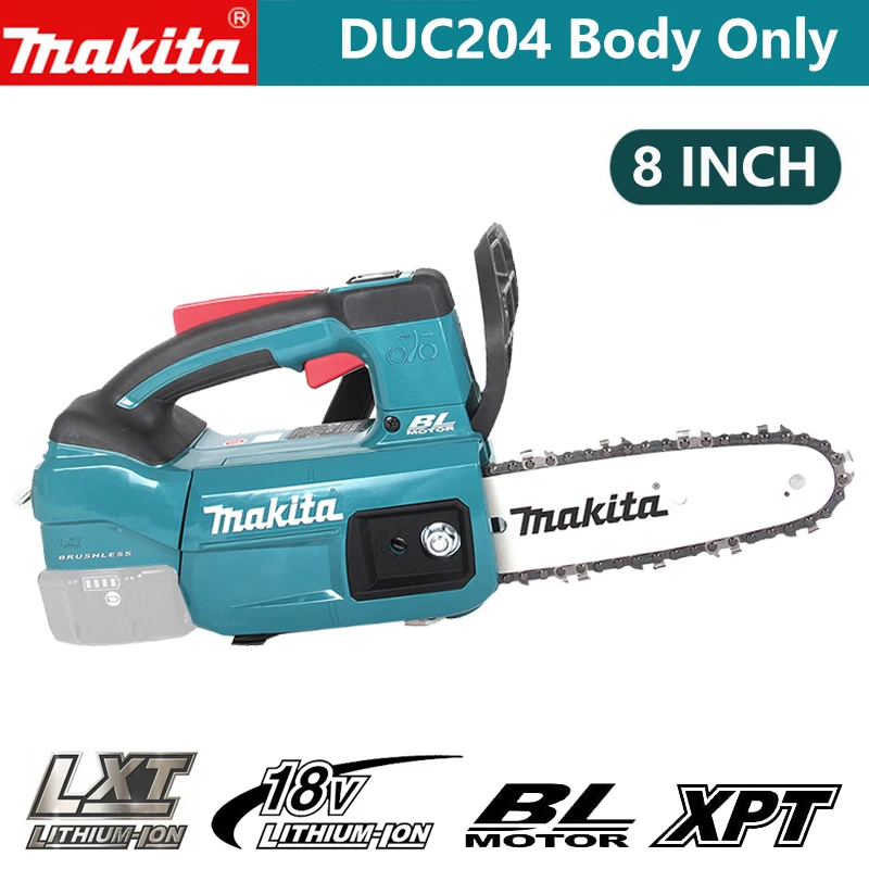 Makita DUC204 DUC204Z 18V LXT Cordless Brushless Electric Saw Chainsaw  200mm (8") Guide Bar Rechargeable Power Tool Bare Metal
