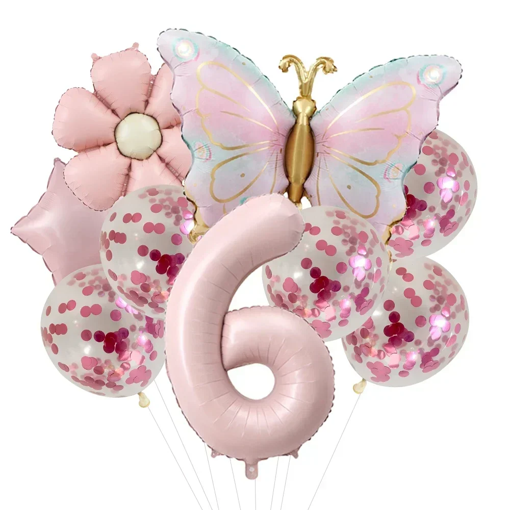 Pink Butterfly Foil Balloons for 5th Birthday Party Décor