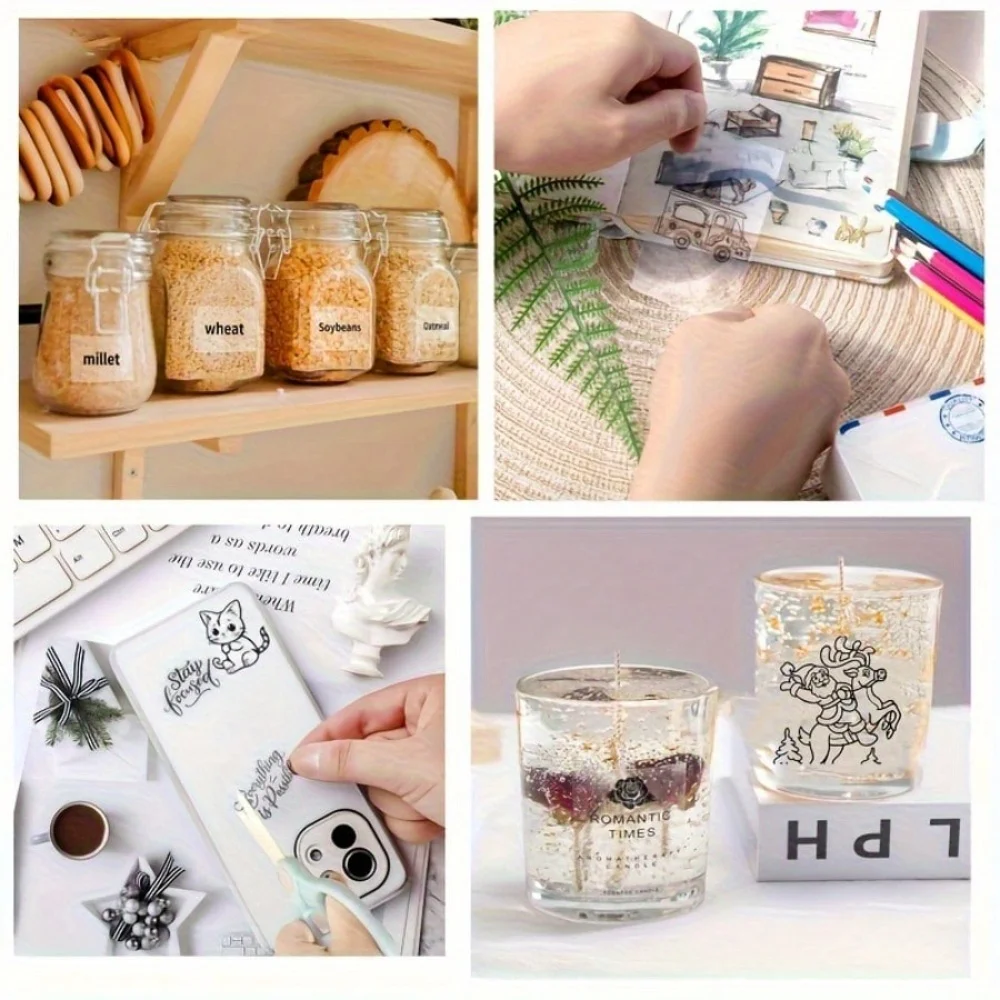 Transparent Color Printing Paper/Blue/Green/Black, Mini Transparent Tape 57mm, Compatible with Mini Printers for Coloring Print