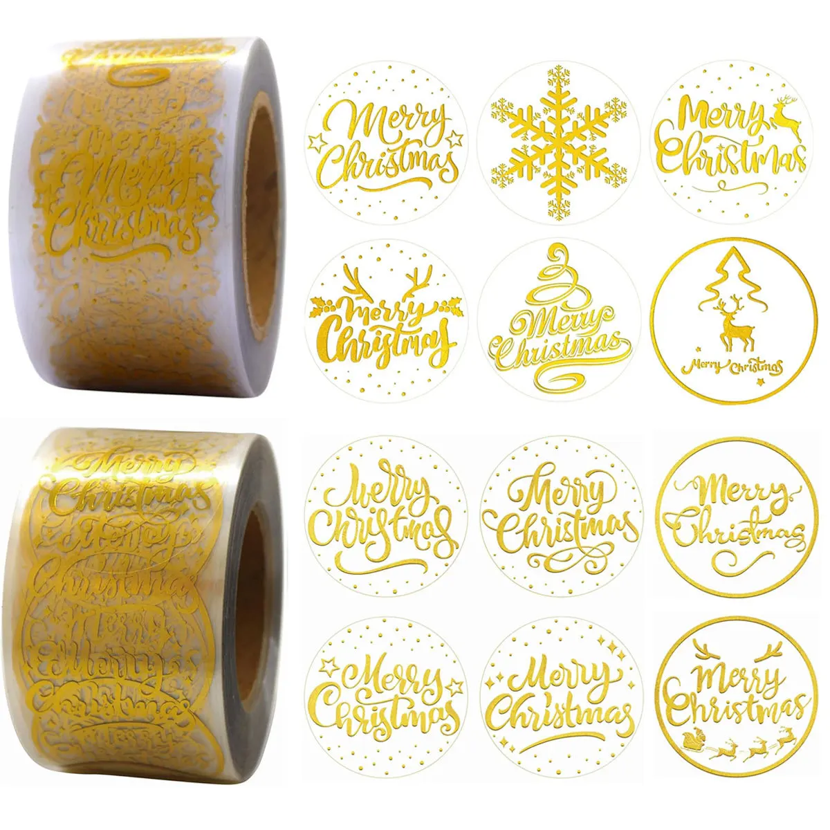 Festive Transparent Merry Christmas Stickers - 500pcs 1-Inch Round Self-Adhesive Labels for Holiday Decor & Celebrations