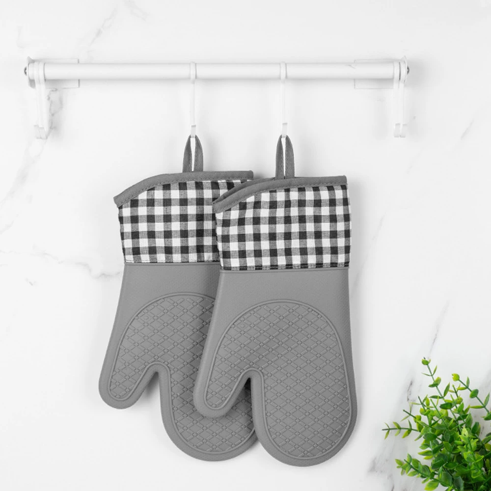 Silicone Heat-Resistant Kitchen Gloves – Quilted Non-Slip Oven Mitts for Cooking, Baking & Grilling