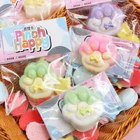 Palm-sized Stress Ball Colorful Cat Paw Stress Relief Toy for Kids Teens Adults Soft Tpr Fidget Toy for Anxiety Relief Portable 1